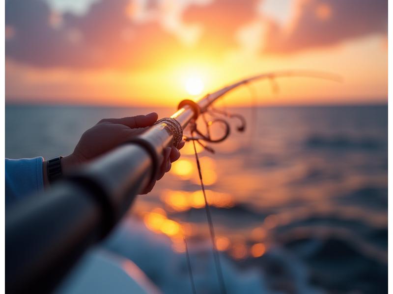 The 'Southern Blue' Fin Rod in action, bent as if catching a large fish